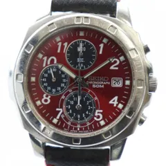 セイコー SEIKO 7T92-0CA0 腕時計 ウォッチ クォーツ クロノグラフ カレンダー付き 赤文字盤 シルバー色 ■GY18 /MQ