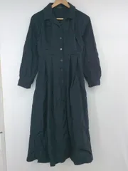 ◇ Danny&Anne コットン混 レギュラーカラー タック 長袖 ロング シャツ ワンピース サイズS ネイビー レディース P  【1308040002930】