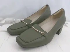 ◇ Oriental Traffic スクエアトゥ ビットローファー パンプス サイズ38 E(1.5) カーキ系 レディース P  【1308040002787】