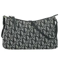 本物 クリスチャン ディオール Christian Dior トロッター ショルダーバッグ ハンドバッグ キャンバス ブラック Trotter バッグ 中古 