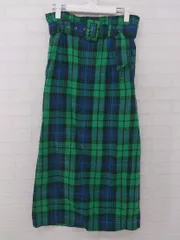◇ ◎ Andemiu アンデミュウ チェック スリット マキシ ナロー スカート サイズS グリーン ブルー系 レディース P  【1308040005382】