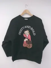 ◇ BETTY BOOP プリント 裏起毛 長袖 トレーナー スウェット サイズM ブラック系 マルチ メンズ P  【1308040004859】