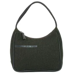 本物 プラダ PRADA スポーツライン ハンドバッグ アクセサリーポーチ ウール ダークカーキ バッグ 中古 