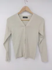 ◇ green label relaxing UNITED ARROWS Vネック レーヨン混 リブ 長袖 カーディガン グレージュ系 レディース P  【1308040007331】