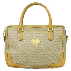 本物 グッチ GUCCI マイクロGG ハンドバッグ PVC ブラウン バッグ 中古 