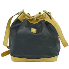 本物 セリーヌ CELINE 巾着 ショルダーバッグ ポシェット レザー ブラック ベージュ バッグ 中古 