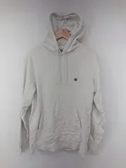 ◇ 難有 Champion ワンポイント ロゴ刺繍 カジュアル 長袖 プルオーバー パーカー サイズXXL ホワイト レディース P  【1308040013943】