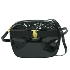 本物 サルヴァトーレ フェラガモ Salvatore Ferragamo ヴァラ ショルダーバッグ ポシェット パテント レザー ブラック Vara バッグ 中古 