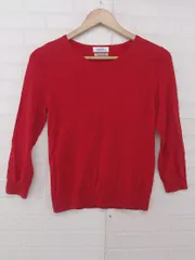 ◇ NEWYORKER ニューヨーカー ウール100% ビビットカラー シンプル 長袖 ニット カットソー サイズM レッド レディース P  【1308040013509】