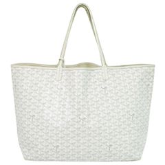 本物 ゴヤール GOYARD サンルイ GM トートバッグ ハンドバッグ PVC ホワイト Saint Louis バッグ 中古