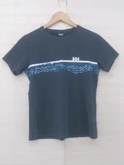 ◇ HELLY HANSEN コットン混 イラストプリント かわいい 半袖 Tシャツ カットソー サイズWL ネイビー系 レディース P  【1308040015367】