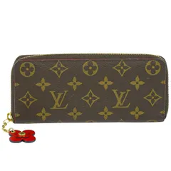 本物 ルイヴィトン LOUIS VUITTON LV ポルトフォイユ クレマンス フラワーチャーム モノグラム 長財布 ブラウン コクリコ M62940 ビトン 財布 ウォレット 中古 