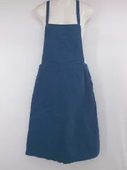 ◇ Samansa Mos2 カジュアル シンプル 無地 バックゴム 膝下丈 ジャンパースカート サイズF ブルー系 レディース P  【1308040016906】