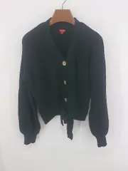 ◇ GUESS ゲス リボン コットン ニット 長袖 カーディガン サイズS ブラック レディース P  【1308040016340】