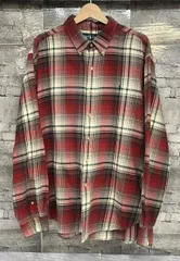 POLO RALPH LAUREN ポロラルフローレン オンブレチェックシャツ ネルシャツ classic fit 90s サイズXXL レッド