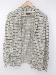 ◇ ZARA MAN オシャレ 総柄 ニット 長袖 カーディガン サイズEUR M USA M MEX 40 ホワイト系 ブラック メンズ P  【1308040018191】