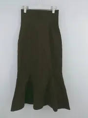 ◇ natural couture 大人女子 シンプル 無地 バックゴム ロング マーメード スカート サイズM ブラウン系 レディース P  【1308040017606】