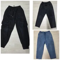 男の子・女の子 130 カーゴ ジョーカーパンツ ウォッシュ デニム ウエストゴム 3点