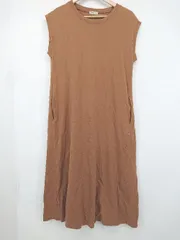 ◇ SM2 サマンサ モスモス コットン100% バックスリット ノースリーブ 膝下丈 ワンピース サイズF ブラウン レディース P  【1308090002515】