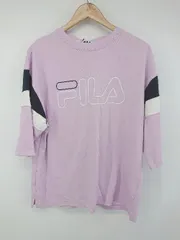 ◇ ◎ ●未使用● FILA コットン混 ミニ裏毛 かわいい 半袖 プルオーバー サイズL ライトパープル マルチ レディース P  【1308090000016】