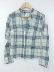 ◇ ◎ Abercrombie & Fitch チェック スリットネック 長袖 シャツブラウス サイズM ネイビー グリーン マルチ レディース P  【1308090006797】