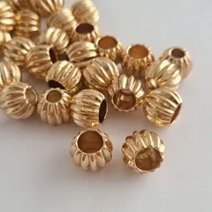 【4個 11 × 13.5mm 】 コードエンド エンドパーツ 紐留め 紐止め 丸型  大穴ビーズ 鉄製 ゴールド ややピンク系