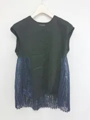 ◇ BALLSEY ボールジィ レース 切替 透け感 ノースリーブ カットソー サイズS ネイビー ブラック レディース P  【1308090007435】