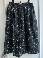 ヴィンテージ ブラック フラワー スカート (26 27 ウエストゴム)