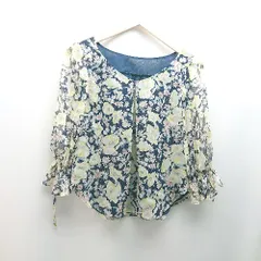 ◇ willselection ウィルセレクション 花柄 大人 かわいい ガーリー 七分袖 ブラウス サイズM ネイビー レディース E  【1308160001752】