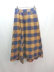 ◇ kbf チェック柄 タック バックファスナー 秋冬 ロング丈 フレア スカート サイズONE ブラウン/ブルー レディース E  【1308160001226】