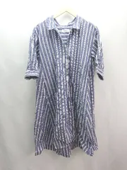 ◇ Simplicite シンプリティエ ストライプ柄 シャツ生地 大人 ロング丈 ワンピース 表記なし ブルー系 レディース E  【1308160008218】