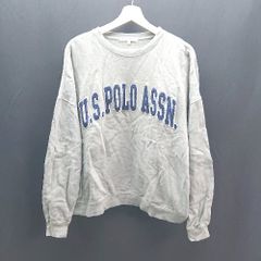 ◇ U.S.POLOASSN. ユーエスポロアッスン クルーネック 文字ロゴ 無地 長袖 トレーナー サイズM グリーン系 メンズ E 【1308160008379】