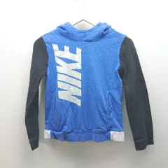 ◇ NIKE フード付き プルオーバー 両サイドポケット 薄手 長袖 トレーナー サイズS ブルー/ブラック レディース E  【1308160010860】