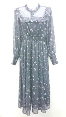 ◇ titty&Co. プルオーバー ウエストゴム 花柄 透け感なし 長袖 ロング ワンピース サイズM ネイビー レディース E  【1308160010518】のサムネイル
