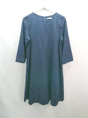 ◇ merlot plus バックファスナー 花柄 透け感なし 裏地付き 長袖 ロング ワンピース 表記なし ネイビー レディース E  【1308160012758】