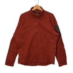 Eddie Bauer エディーバウアー ニット ハーフジップ プルオーバー ワンポイント刺繡 CHINA製 XLサイズ オレンジ レッド