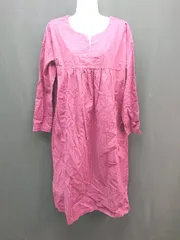 ◇ Samansa Mos2 スリットネック 花柄 透け感なし 長袖 ロング ワンピース サイズFREE レッド レディース E  【1308160012505】