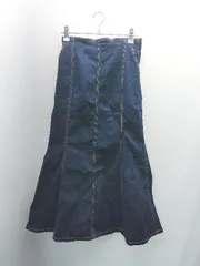 ◇ niceclaup ナイスクラップ ステッチ カジュアル ウエストゴム ロング丈 タイト スカート サイズF ネイビー レディース E  【1308160012352】