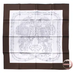HERMES エルメス カレ90 Brides de Gala en Fleurs ブリッド ドゥ ガラ アン フルール 004192S 08 スカーフ 2025SS ホワイト ブラウン【中古】