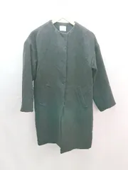 ◇ LOWRY'S FARM フロントボタン ロング丈 両サイドポケット 無地 長袖 コート サイズM ブラック レディース E  【1308160012918】