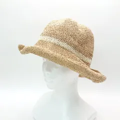 ◇ URBAN RESEARCH 細編み ボーダー シンプル ペーパーハット ベージュ サイズ表記なし レディース E  【1308160015261】