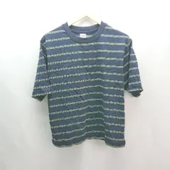 ◇ niko and … ニコアンド クルーネック ボーダー オーバーサイズ 半袖 Tシャツ サイズM ネイビー レディース E  【1308160015094】