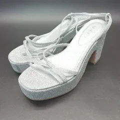 ◇ Chico チコ 派手 キラキラ 紐ベルト ヒール サイズＬ シルバー レディース E  【1308160016985】