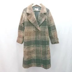 ◇ LOWY BY CORNERS チェック ダブル ビックカラー 長袖 コート サイズM ブラウン レディース E  【1308160015643】
