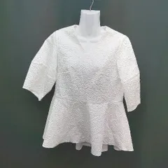 ◇ ur's ユアーズ ポリエステル100% ペプラムデザイン バックファスナー 半袖 カットソー サイズS ホワイト レディース E  【1308160020098】