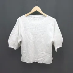 ◇ SENSE OF PLACE サイドスリット 綿ポリエステル生地 シンプル 無地 半袖 ニット サイズF ホワイト レディース E  【1308160020050】