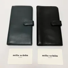 M543 未使用 mila shon ミラショーン 財布 折り財布 スマホポケット 小銭入れ 本革 レザー 牛革 2個セット まとめ売り メンズ レディース ブラック グリーン MSMW9JE6のサムネイル