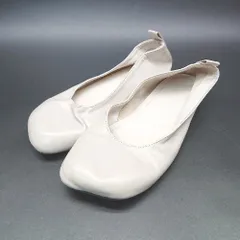 ◇ rectangle レクタングル スクエアトゥ シンプル ローヒール 綺麗め バレエシューズ サイズM アイボリー レディース E  【1308160022320】