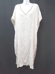 ◇ miette ミエット サイドスリット Vネック パイピング 上品 半袖 ロング ワンピース サイズF アイボリー レディース E  【1308160021804】のサムネイル