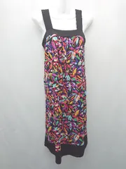 ◇ Sinequanone カラフル カジュアル おしゃれ かわいい 個性的 ひざ丈 ワンピース 表記なし ブラック ピンク レディース E  【1308160022610】